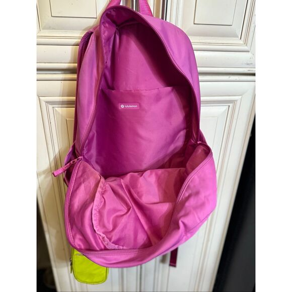 Lululemon Women's Bright Pink Green Pouch Everywhere Backpack - Picture 7 of 14